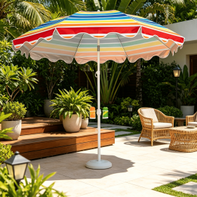 7 FT Beach Umbrella with Sand Anchor UPF 50+ for Garden Pool Backyard Protection against UV Rays