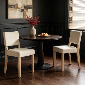 Set of 2 Rubber Wood Legged Upholstered Dining Chairs