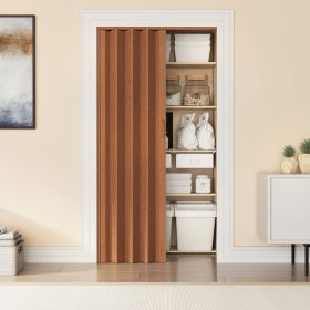 32" W PVC Foldable Accordion Doors or Privacy Room Divider for Internal Use, Walnut