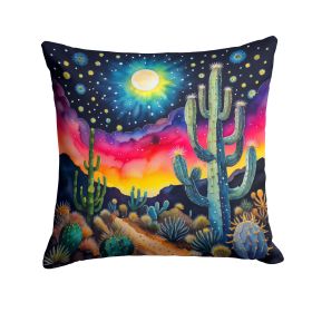 Colorful Queen of the Night Cactus Throw Pillow Machine Washable, Indoor Outdoor Decorative Pillow for Couch, Bed or Patio, 18Hx18W