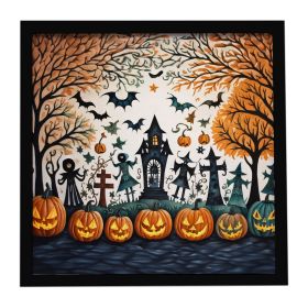 Papel Picado Skeletons Spooky Halloween Framed Metal Print Bathroom, Kitchen, Office, Home Decor Wall Art Ready to Hang, Square, 8X8