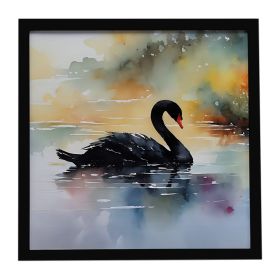 Black Swan Framed Metal Print Bathroom, Kitchen, Office, Home Decor Wall Art Ready to Hang, Square, 8X8