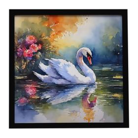 Swan Framed Metal Print Bathroom, Kitchen, Office, Home Decor Wall Art Ready to Hang, Square, 8X8