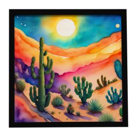 Cactus in Color Framed Metal Print Bathroom, Kitchen, Office, Home Decor Wall Art Ready to Hang, Square, 8X8